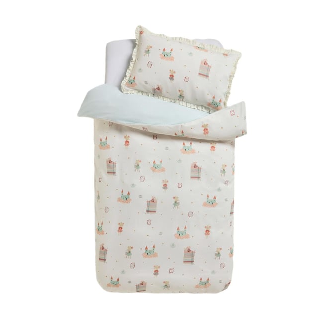 Parure housse de couette et taie d'oreiller souris féerique <span itemprop=