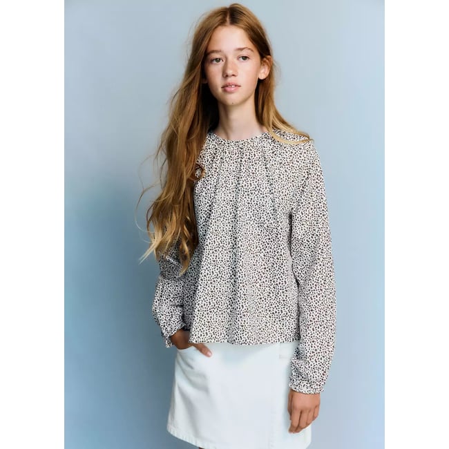 Blouse coton imprimé animal marron <span itemprop=