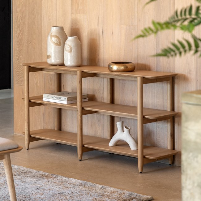 Hale Smoked Wood Open Display Shelving Unit, oak, SO'HOME