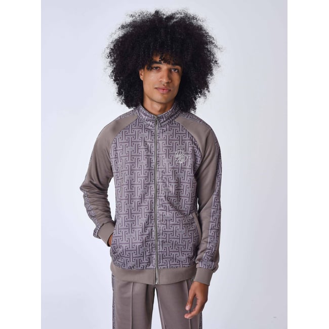Veste all over labyrinthe taupe <span itemprop=