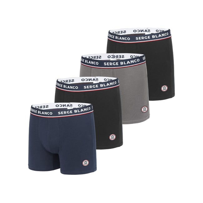Lot De 4 Boxers Coton French Uni noir/bleu/gris <span itemprop=