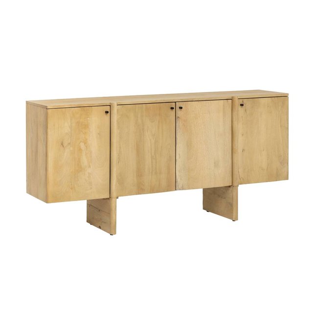 Buffet en bois de manguier 4 portes  AMARA Couleur bois clair <span itemprop=
