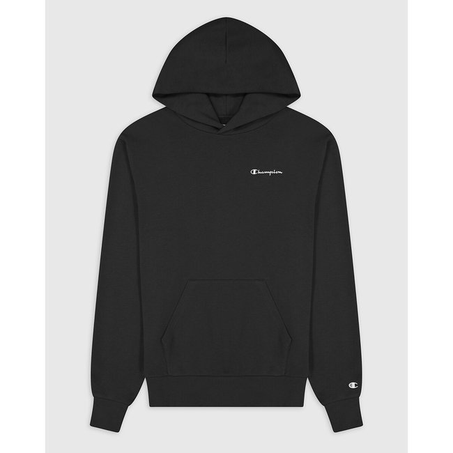 Sweat à capuche petits logos brodés coton bio noir <span itemprop=