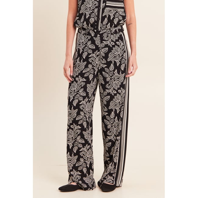 Pantalon large taille haute noir <span itemprop=
