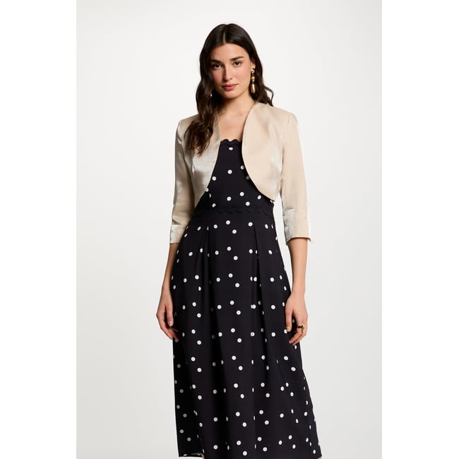 Boléro ajusté manches 3/4 beige clair <span itemprop=