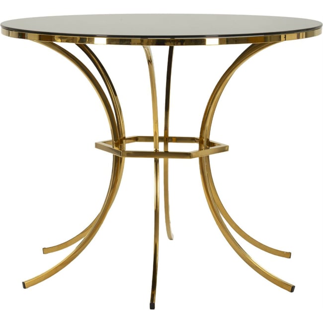 Table à manger en verre plateau fumé GLAM Couleur doré et noir <span itemprop=