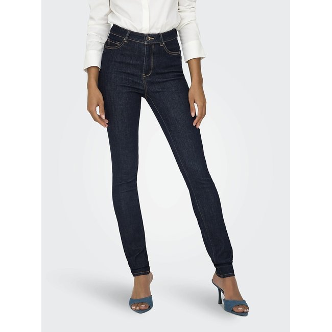 High Waist Skinny Jeans, dark blue, ONLY