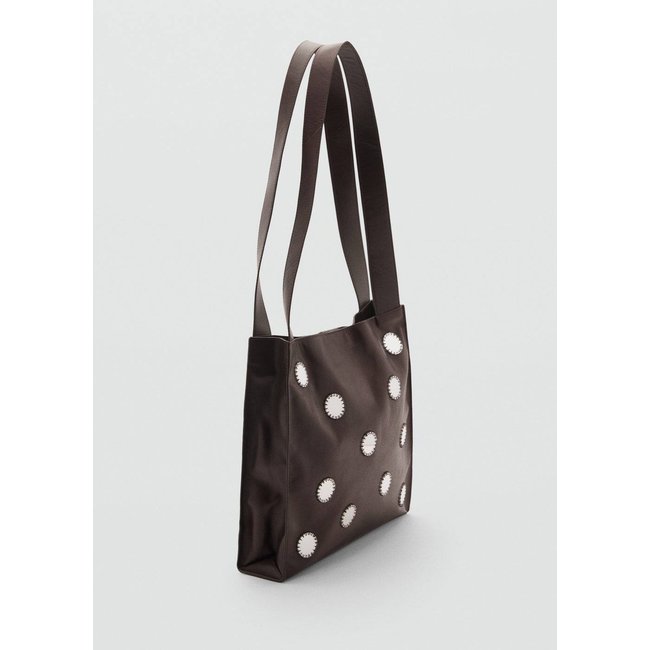 Sac en cuir à double anse et miroirs chocolat <span itemprop=