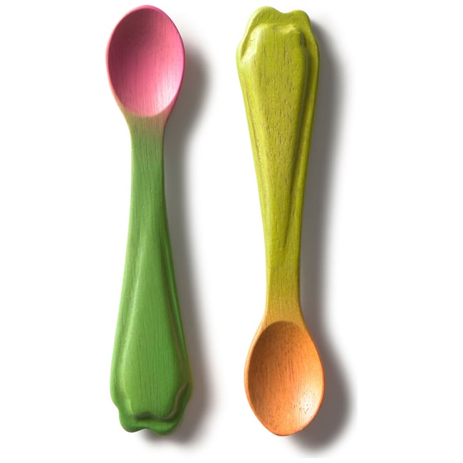 Lot de 2 cuillères Couleur vert, rose <span itemprop=