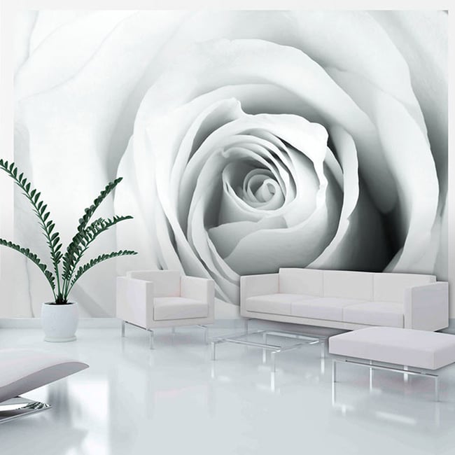 Papier peint intissé panoramique Fleurs Rose charade Couleur gris / argent <span itemprop=