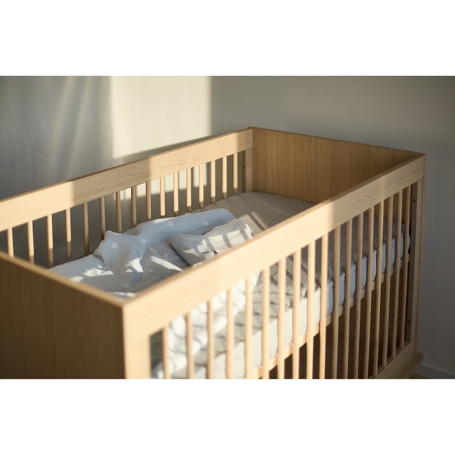 Lit bébé évolutif sommier à lattes hauteur réglage 70x140 cm naturel <span itemprop=