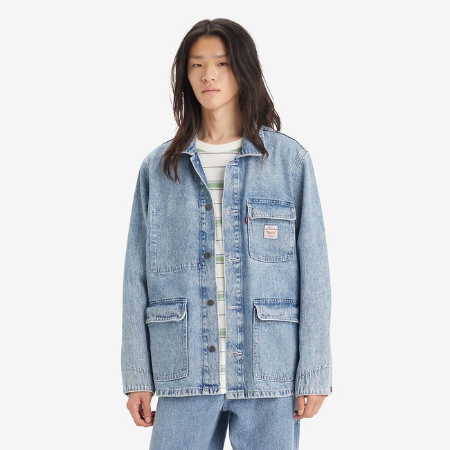 Veste en jean bleu ciel <span itemprop=