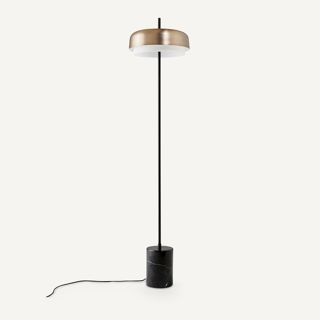 Lampadaire métal fer et marbre, Clepsos Couleur moka <span itemprop=