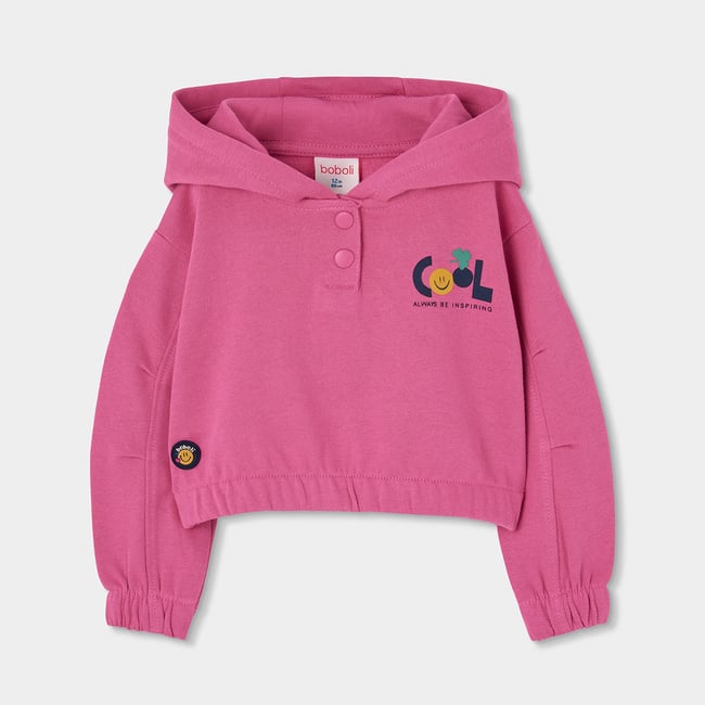 Sweat-shirt en molleton fille à capuche imprimée pink <span itemprop=