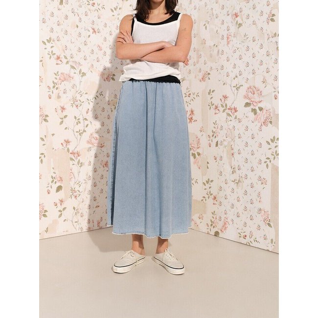 Jupe longue en denim léger, PAYBOU bleu denim <span itemprop=