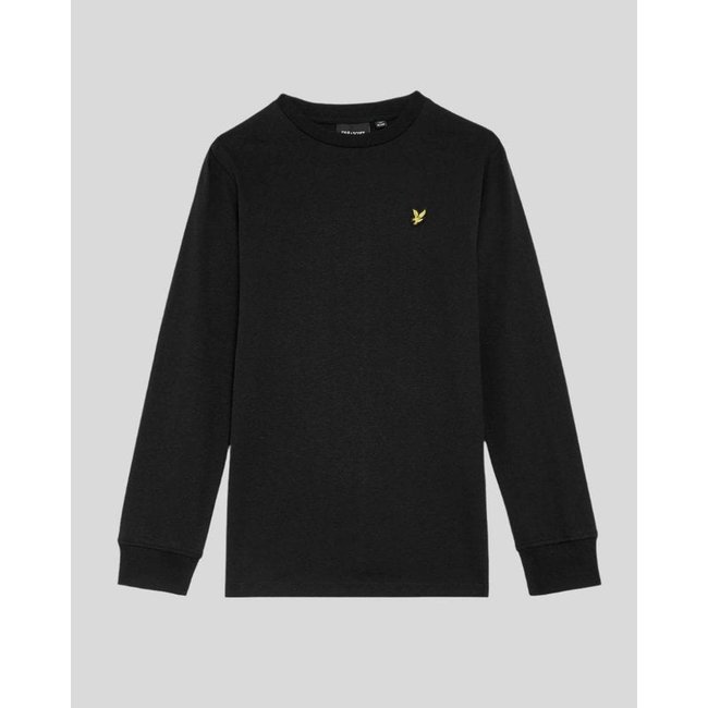 T-shirt manches longues en coton noir jais <span itemprop=
