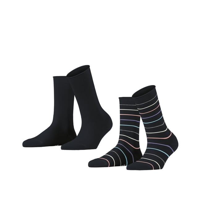 Chaussettes Multi Stripe 2-Pack Opaque noir basique <span itemprop=