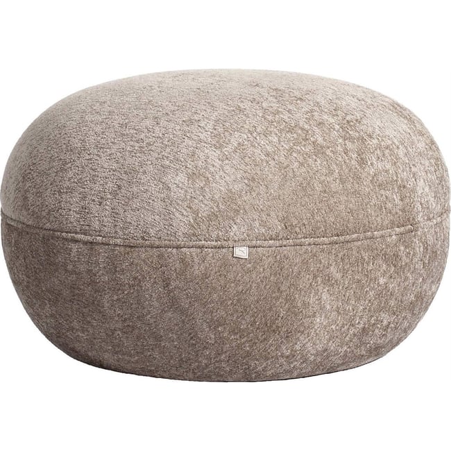 Pouf rond compact traitement déperlant Couleur sable <span itemprop=