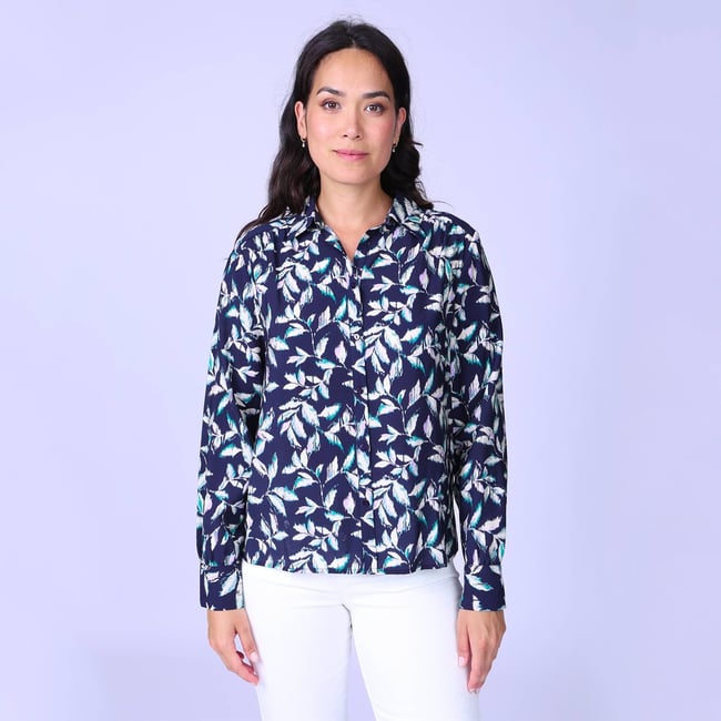 Chemise imprimée bleu marine <span itemprop=