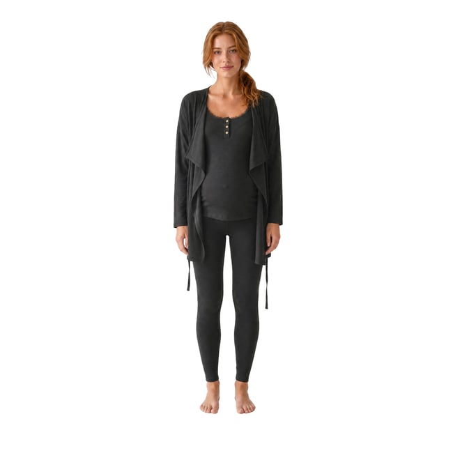 Ensemble 3 pièces homewear grossesse et allaitement anthracite <span itemprop=