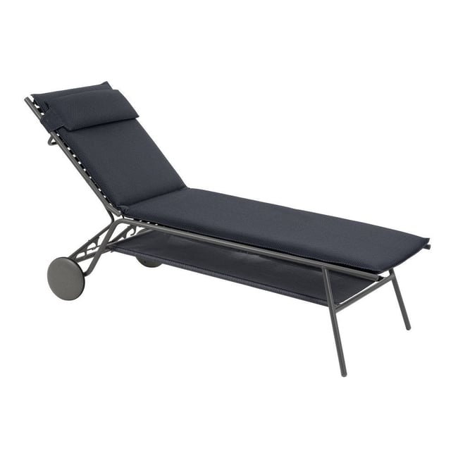 Lit bain de soleil matelassé haut - MIAMI II gris dark grey <span itemprop=