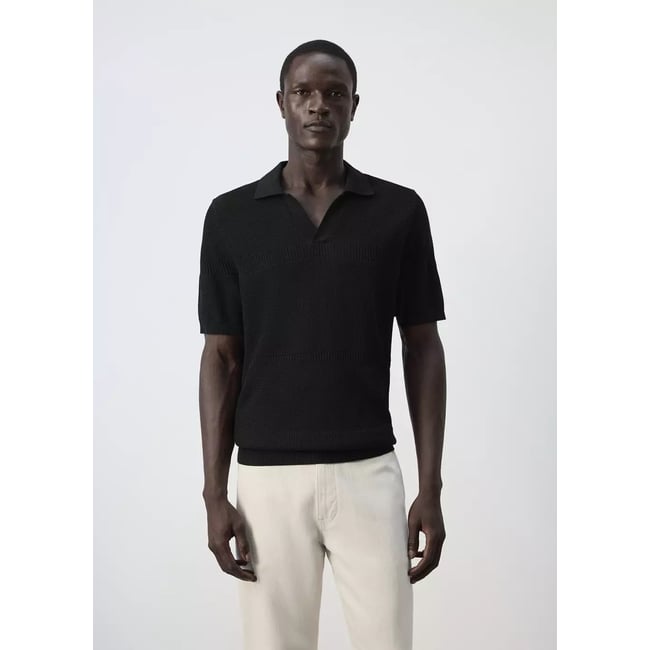 Polo 100 % coton maille fine noir <span itemprop=