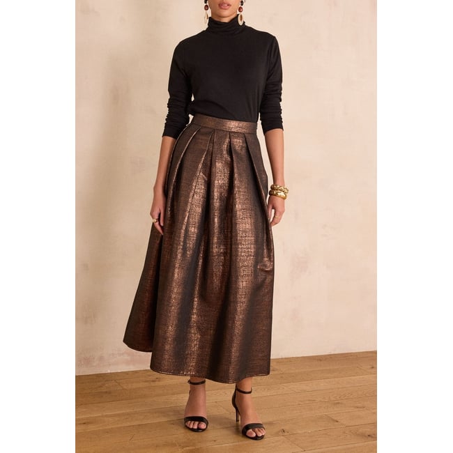 Maison 123 JUPE ETINCELLE J JACQUARD marron <span itemprop=