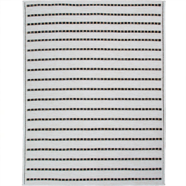 Tapis salon aspect jute rayures JUTA LOOK Couleur blanc, noir <span itemprop=