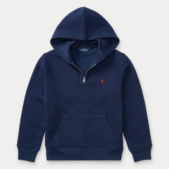 Gilet à capuche molleton bleu marine <span itemprop=