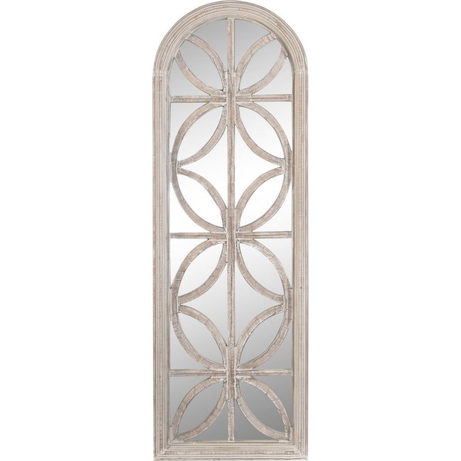 Miroir fenêtre en bois, Indio Couleur blanc patiné <span itemprop=