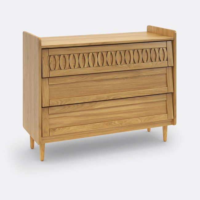 Commode 3 tiroirs, Malaya Couleur bois <span itemprop=