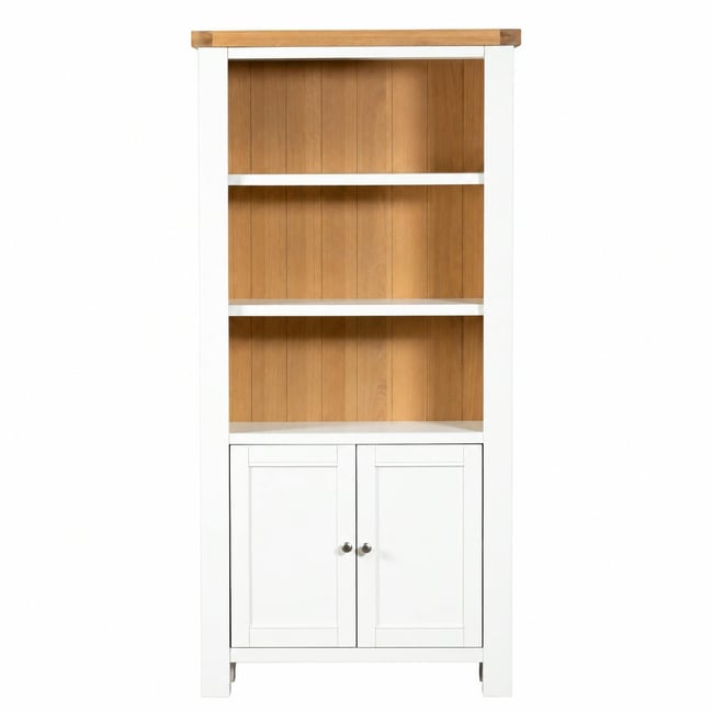 Bibliothèque blanche avec rangement fermé VELIA Couleur blanc <span itemprop=