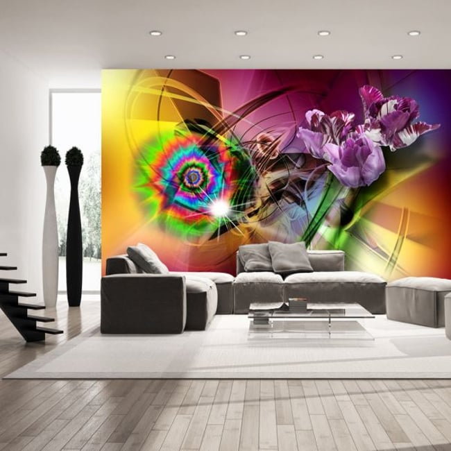Papier peint intissé panoramique Fleurs Magic Light of Colors Couleur vert <span itemprop=