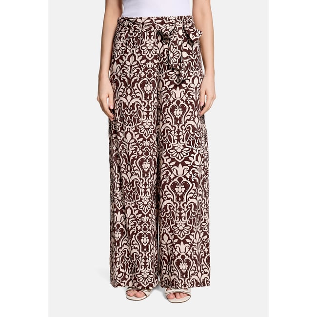 Pantalon palazzo à élastique patch brown/cream <span itemprop=