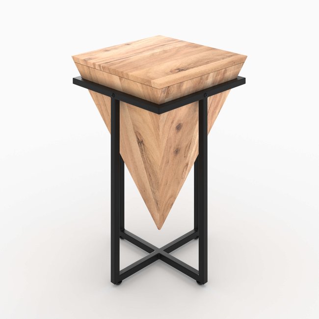 Petite sellette en bois d'acacia et métal - SHANGHAI Couleur bois clair <span itemprop=