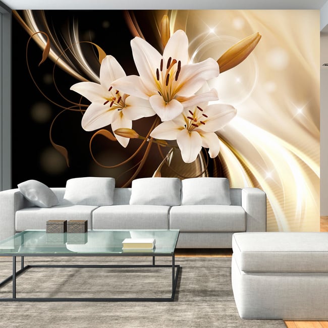 Papier peint intissé panoramique Fleurs Circle of Light Couleur multicouleur <span itemprop=