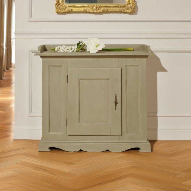 Buffet en pin massif 1 porte HAILEY Couleur gris clair <span itemprop=