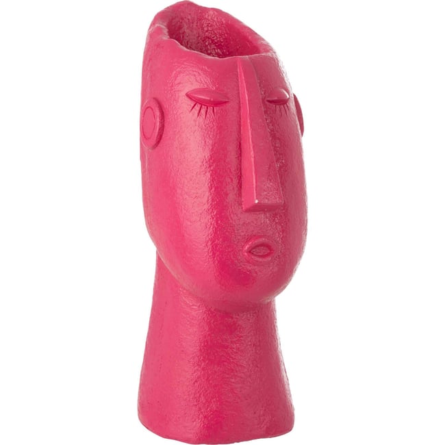 Vase visage sculptural en ciment Couleur fuchsia <span itemprop=