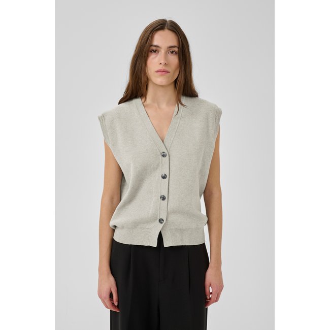 Manteau tricoté gris medium grey melange <span itemprop=
