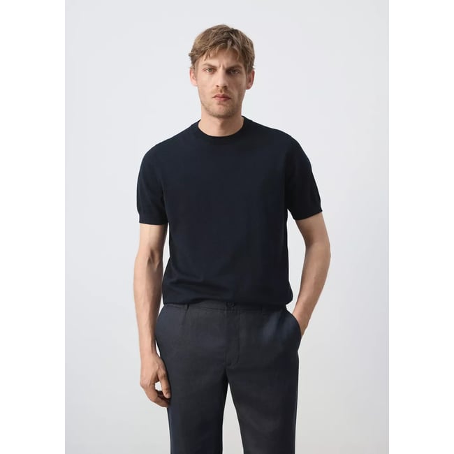T-shirt 100 % coton en maille fine - MANGO MAN