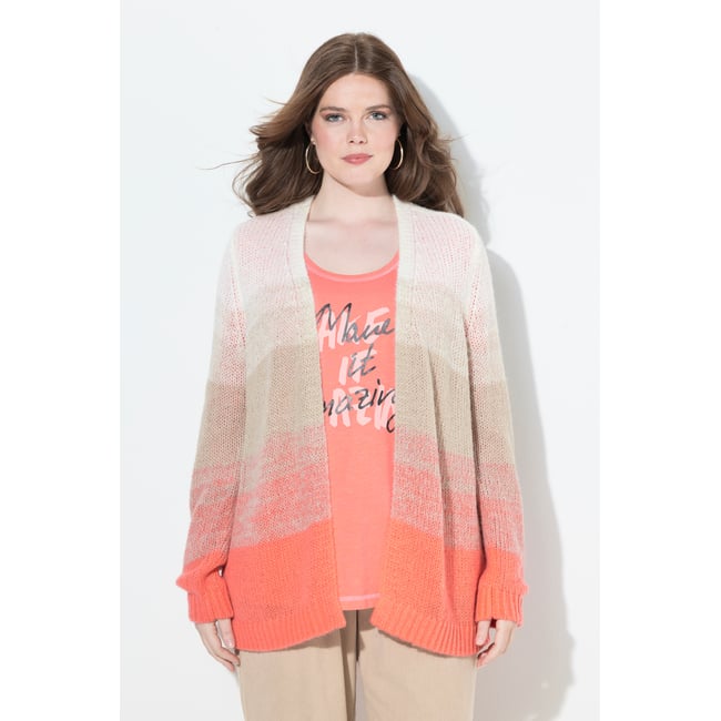 Cardigan encolure en V et manches longues corail <span itemprop=