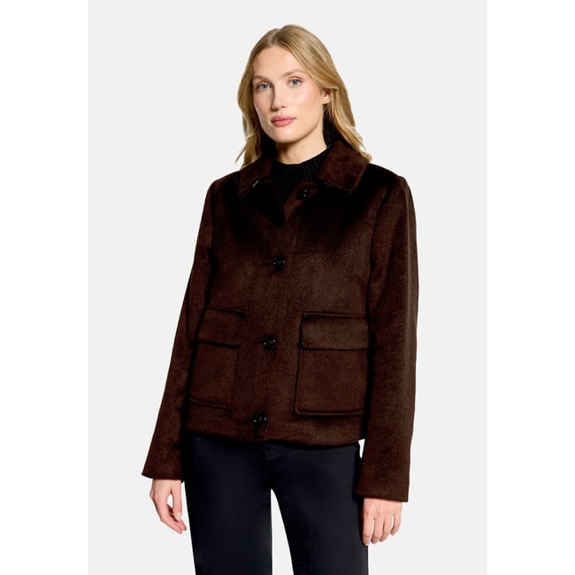 Veste d'hiver à col marron foncé <span itemprop=