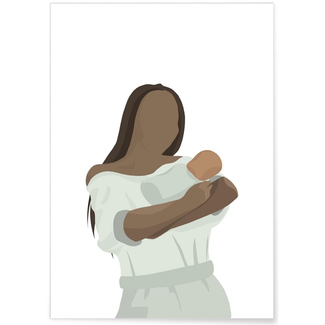 Affiche 'Maman Bébé' Couleur blanc <span itemprop=