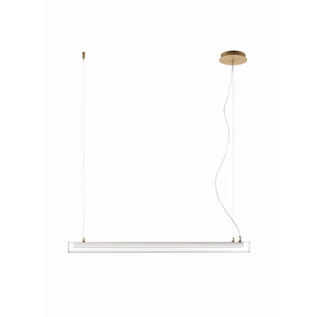 Suspension Led Tube Oslo Verre Et Laiton Couleur laiton <span itemprop=