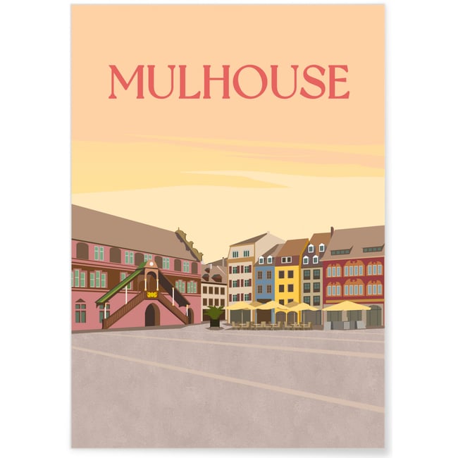 Affiche ville Mulhouse Couleur blanc <span itemprop=