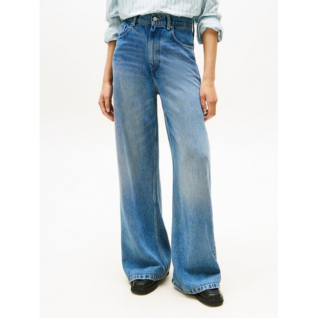 Jeans a vita alta a gamba larga in denim Lyocell denim blu TOMMY HILFIGER