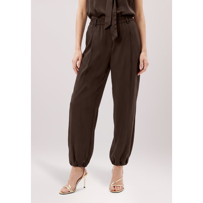 Pantalon à enfiler à élastique espresso brown <span itemprop=