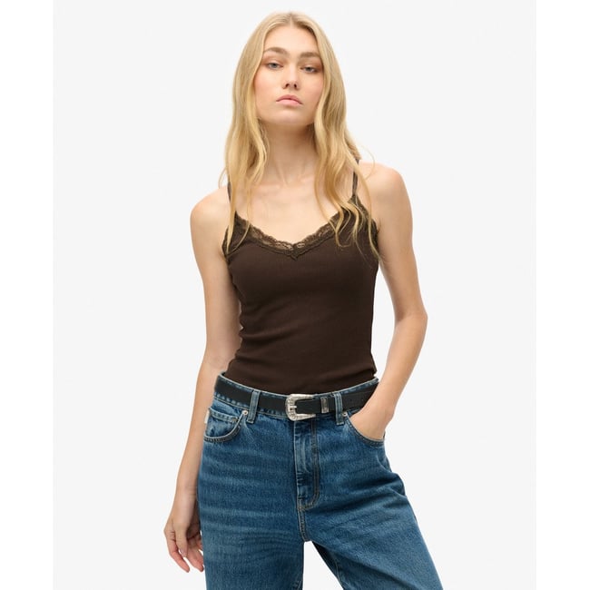Athletic Essential Lace Trim Cami Top - SUPERDRY