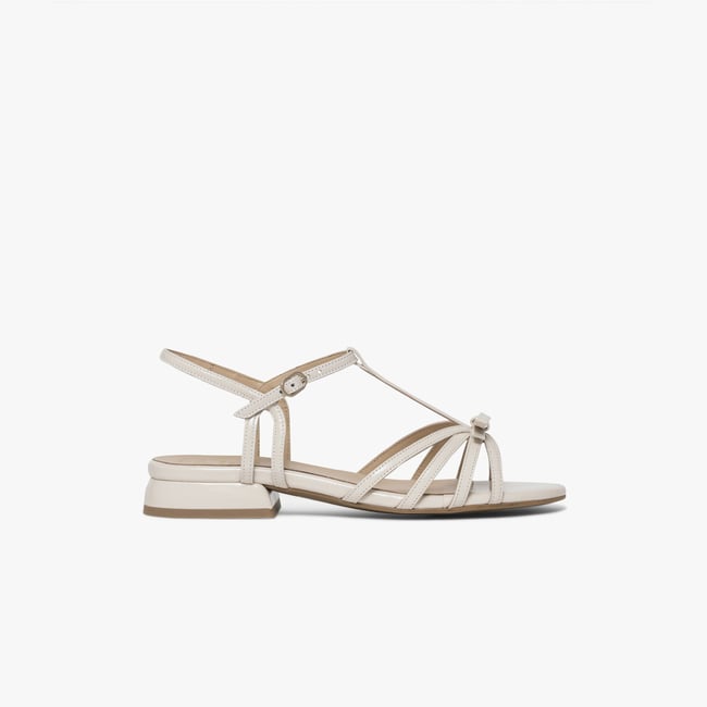 Sandale Plate en cuir NELLY beige ecru <span itemprop=