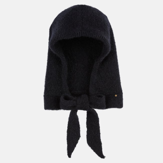 Cagoule à nouer, en mohair mélangé, ALIOU marine <span itemprop=